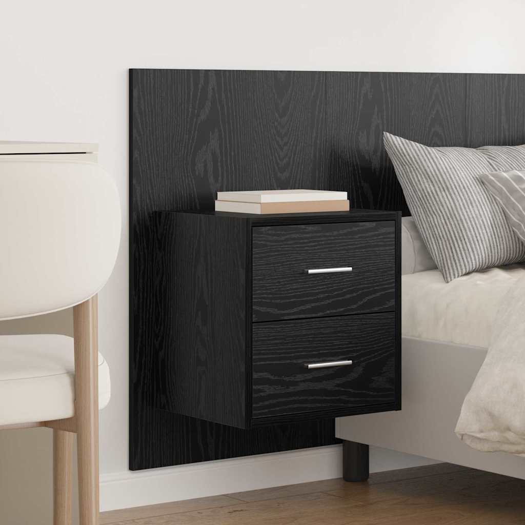 vidaXL Zagłówek z szafką 3 pcs Czarny Dąb Materiał drewnopochodny