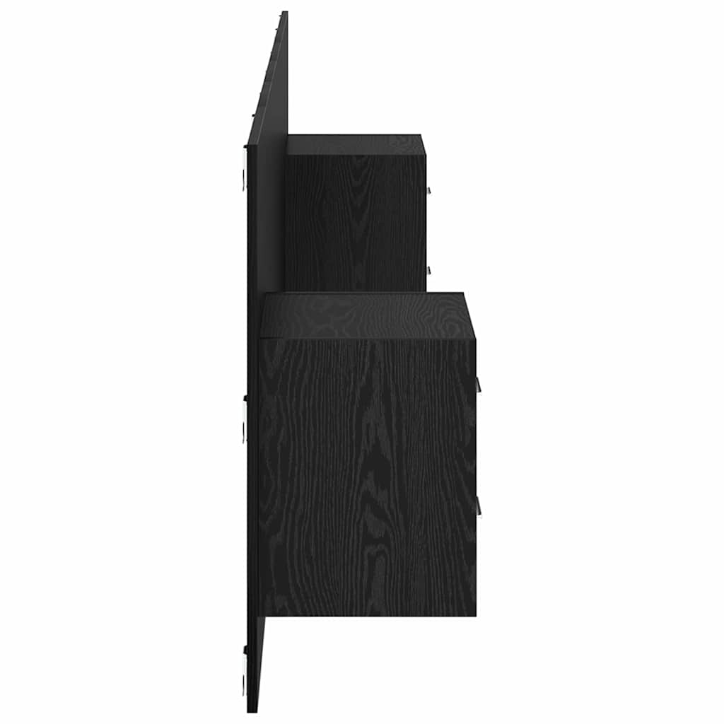 vidaXL Zagłówek z szafką 3 pcs Czarny Dąb Materiał drewnopochodny