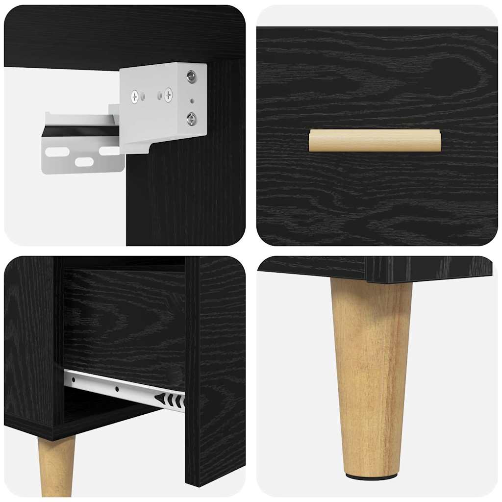 vidaXL Highboard z szufladą Czarny Dąb 69,5 x 32,5 x 180 cm