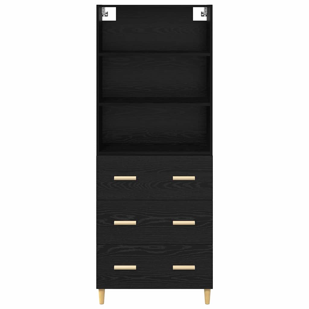 vidaXL Highboard z szufladą Czarny Dąb 69,5 x 32,5 x 180 cm