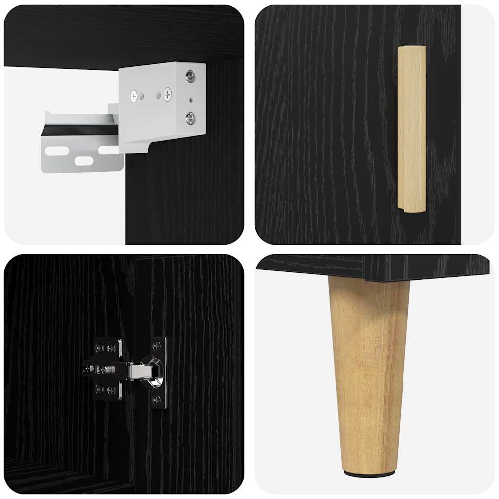 vidaXL Highboard Czarny Dąb 69,5 x 32,5 x 180 cm