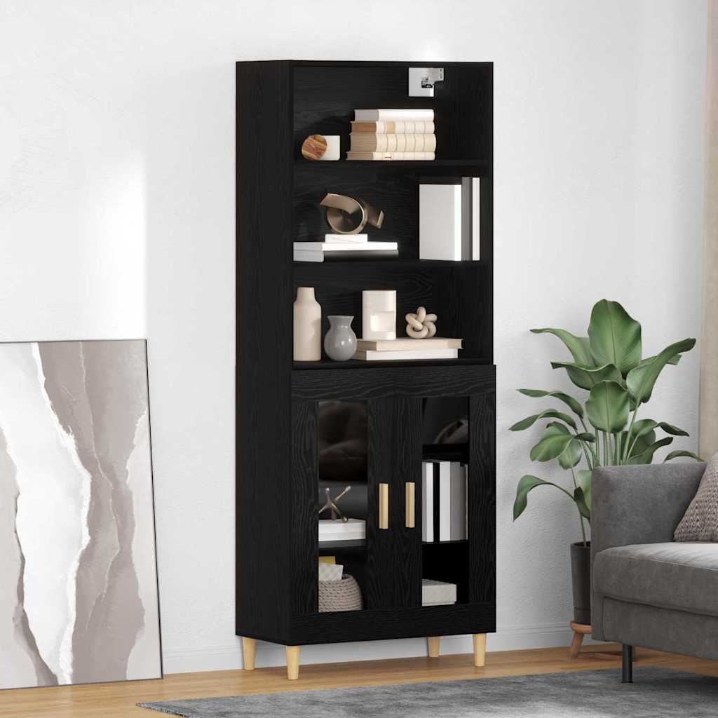 vidaXL Highboard Czarny Dąb 69,5 x 32,5 x 180 cm