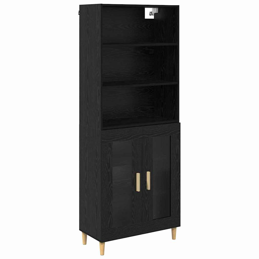 vidaXL Highboard Czarny Dąb 69,5 x 32,5 x 180 cm
