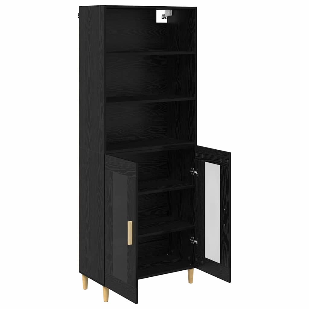 vidaXL Highboard Czarny Dąb 69,5 x 32,5 x 180 cm