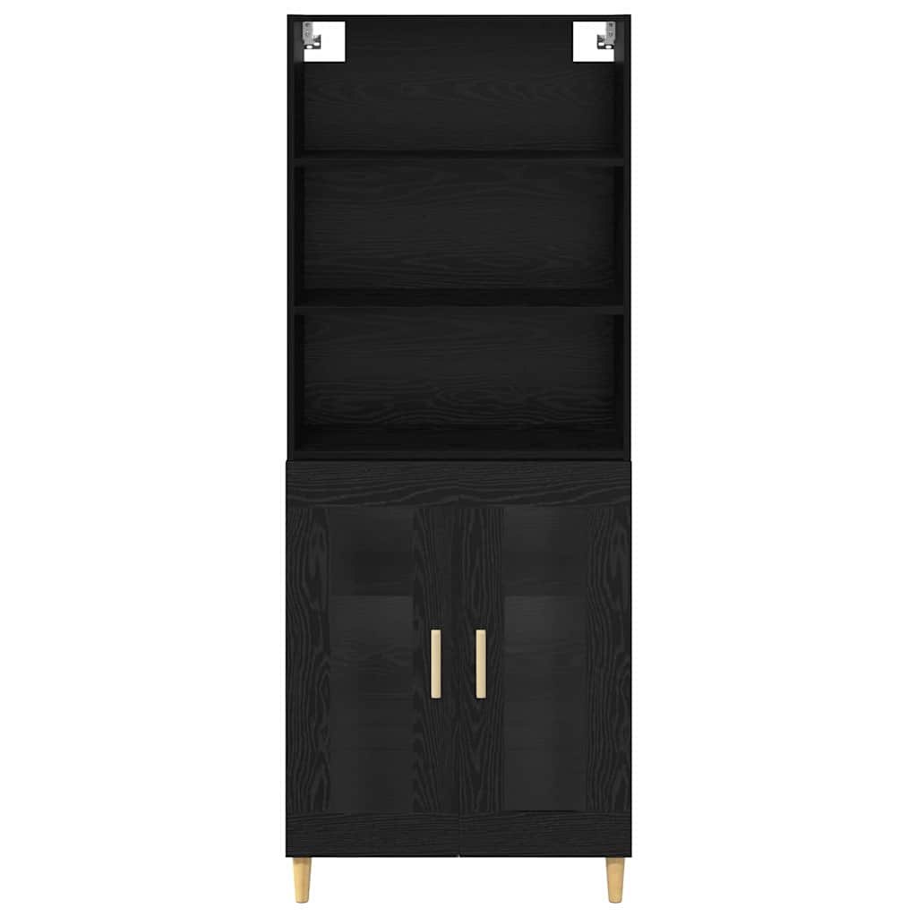 vidaXL Highboard Czarny Dąb 69,5 x 32,5 x 180 cm