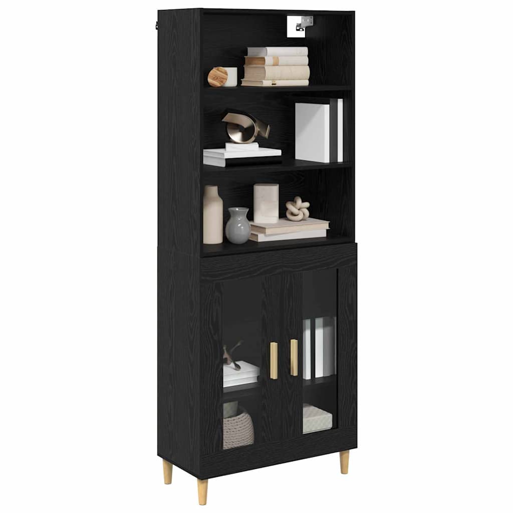 vidaXL Highboard Czarny Dąb 69,5 x 32,5 x 180 cm