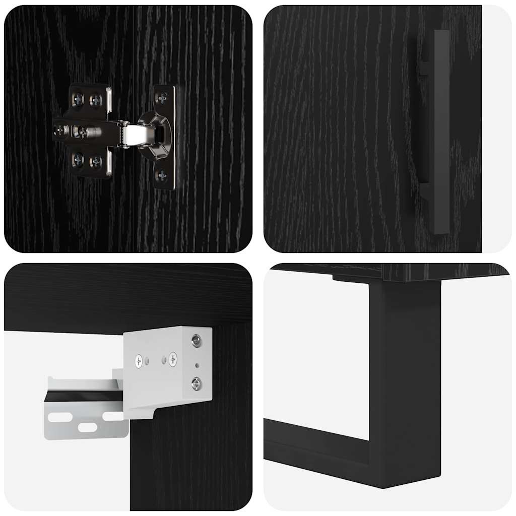 vidaXL Highboard 2 pcs Czarny Dąb 69,5 x 34 x 180 cm