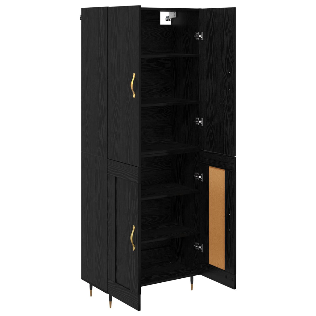 vidaXL Highboard Czarny Dąb 69,5 x 34 x 180 cm Materiał drewnopochodny