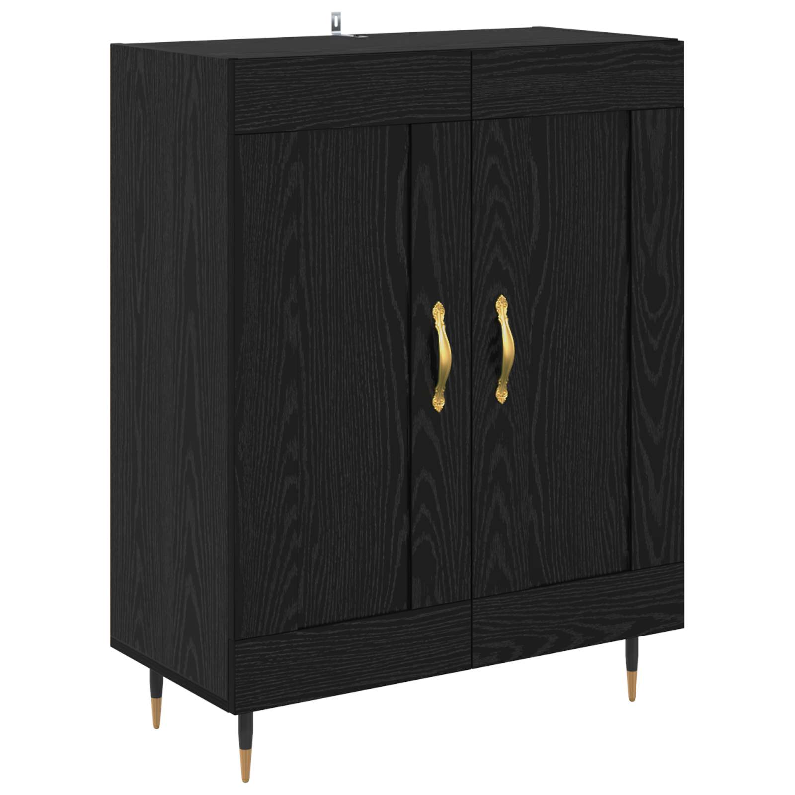 vidaXL Highboard Czarny Dąb 69,5 x 34 x 180 cm Materiał drewnopochodny