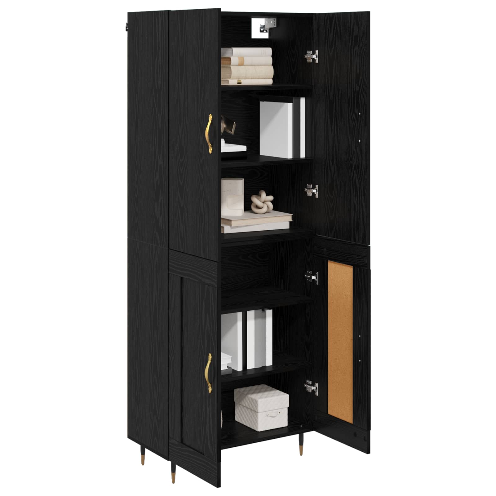vidaXL Highboard Czarny Dąb 69,5 x 34 x 180 cm Materiał drewnopochodny
