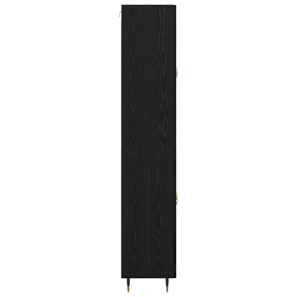 vidaXL Highboard Czarny Dąb 69,5 x 34 x 180 cm Materiał drewnopochodny