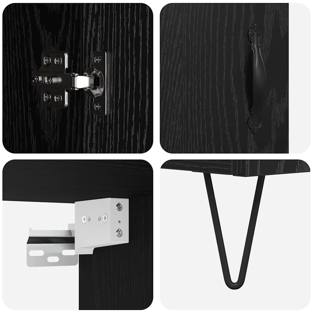 vidaXL Highboard z szufladą 2 pcs Czarny Dąb Materiał drewnopochodny