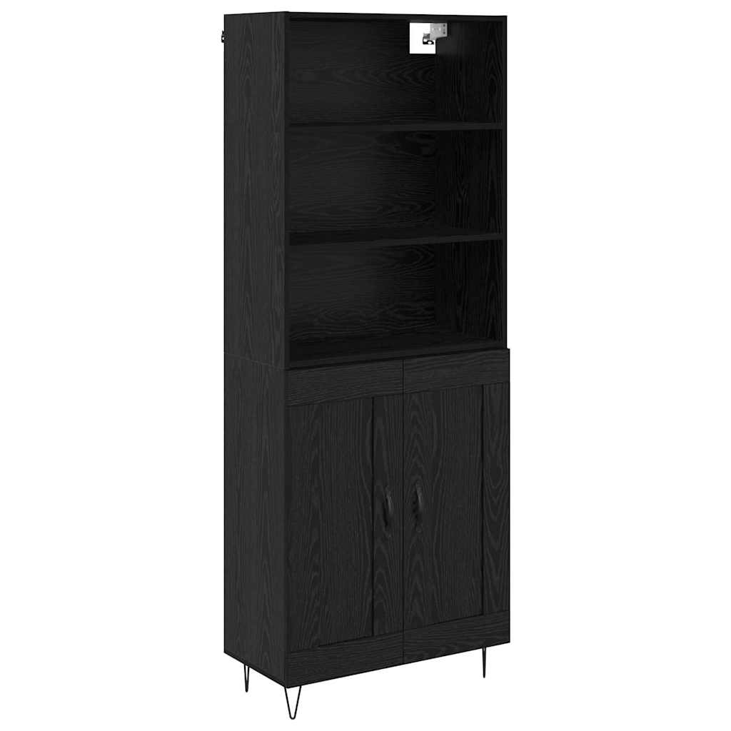 vidaXL Highboard z szufladą 2 pcs Czarny Dąb Materiał drewnopochodny
