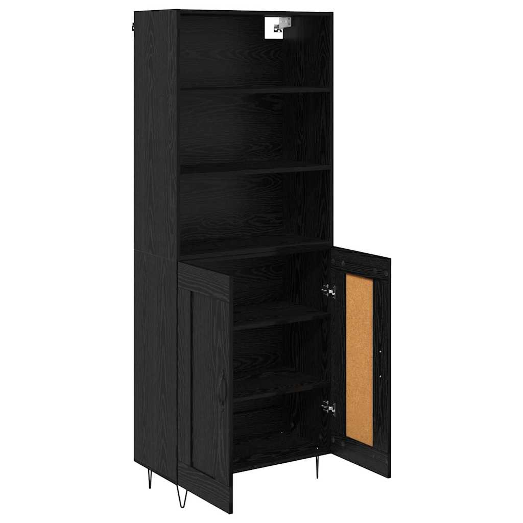 vidaXL Highboard z szufladą 2 pcs Czarny Dąb Materiał drewnopochodny
