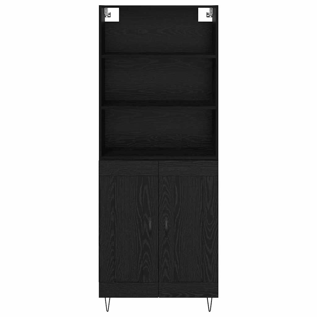 vidaXL Highboard z szufladą 2 pcs Czarny Dąb Materiał drewnopochodny