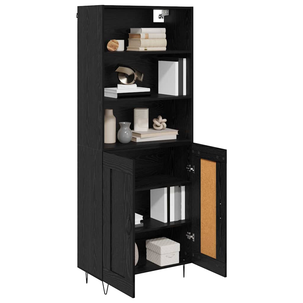 vidaXL Highboard z szufladą 2 pcs Czarny Dąb Materiał drewnopochodny