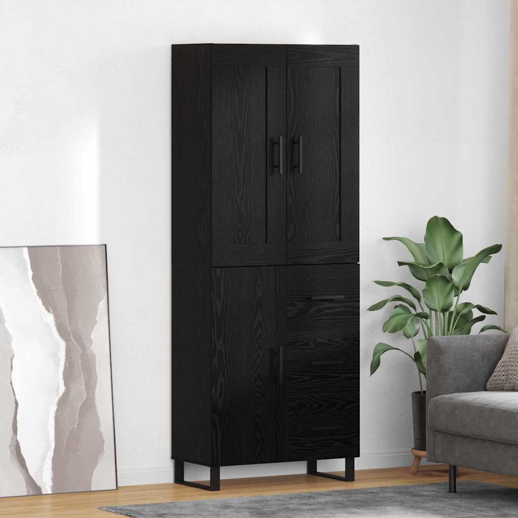 vidaXL Highboard Czarny Dąb 69,5 x 34 x 180 cm Materiał drewnopochodny