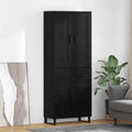 vidaXL Highboard Czarny Dąb 69,5 x 34 x 180 cm Materiał drewnopochodny