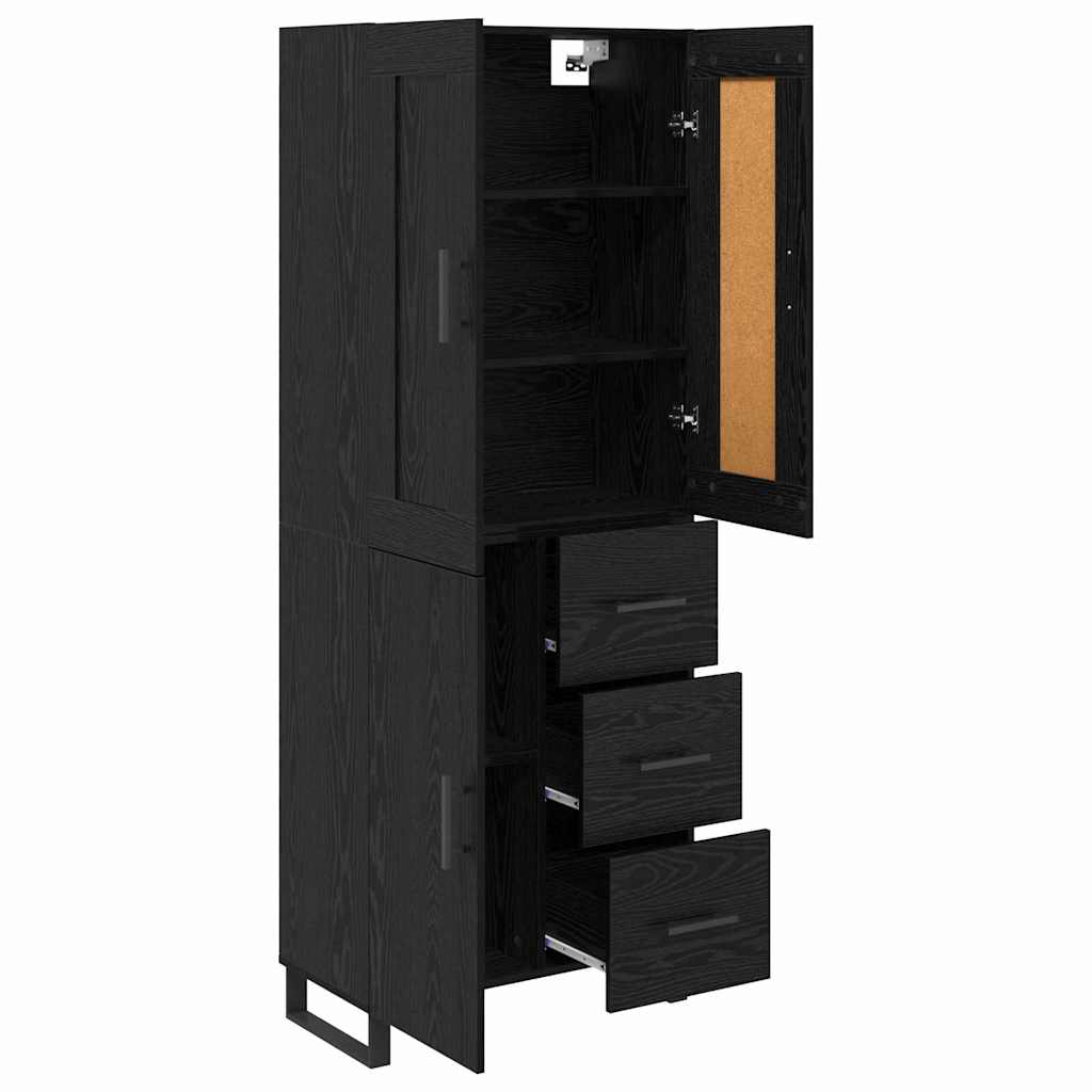 vidaXL Highboard Czarny Dąb 69,5 x 34 x 180 cm Materiał drewnopochodny