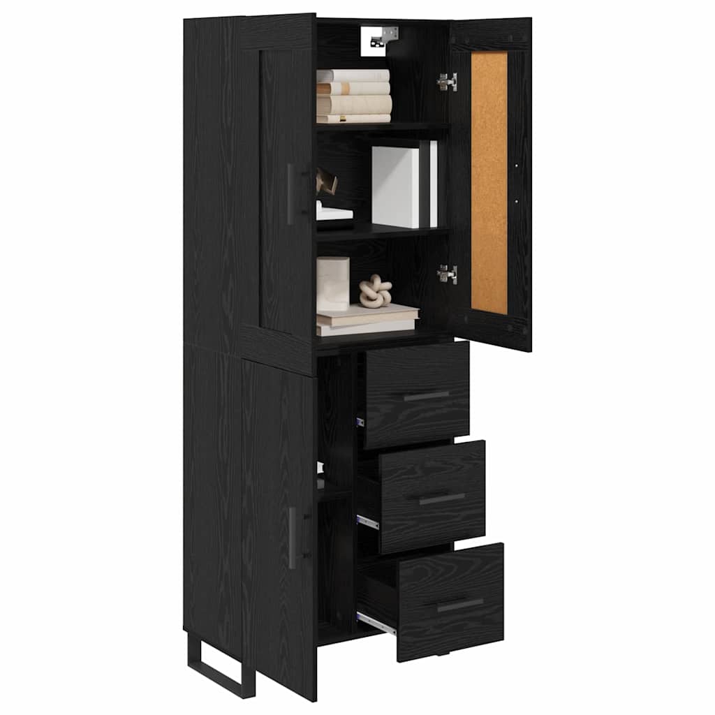 vidaXL Highboard Czarny Dąb 69,5 x 34 x 180 cm Materiał drewnopochodny
