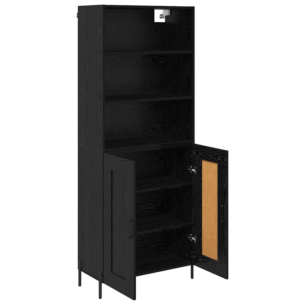 vidaXL Highboard Czarny dąb 69,5 x 34 x 180 cm Materiał drewnopochodny