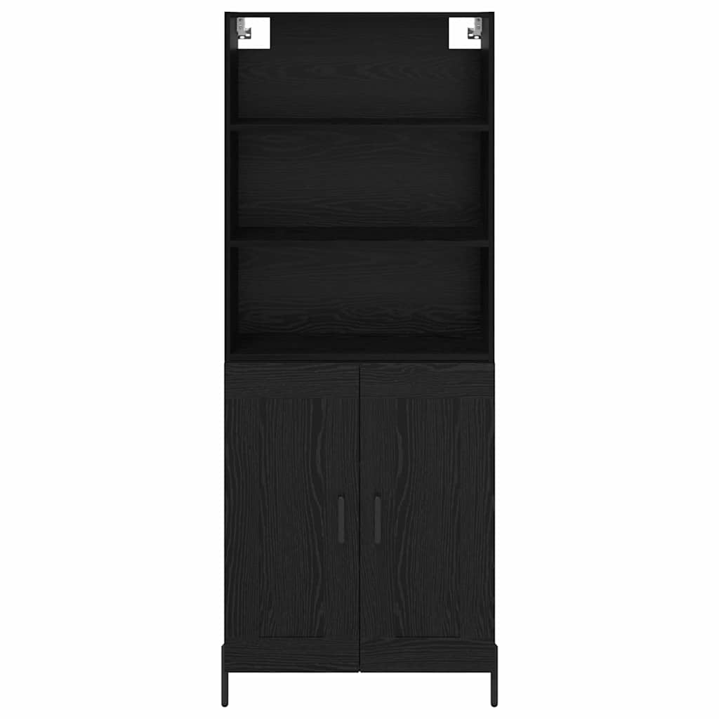 vidaXL Highboard Czarny dąb 69,5 x 34 x 180 cm Materiał drewnopochodny