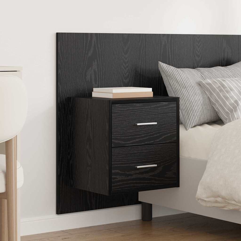 vidaXL Zagłówek z szafką 3 pcs Czarny Dąb Materiał drewnopochodny