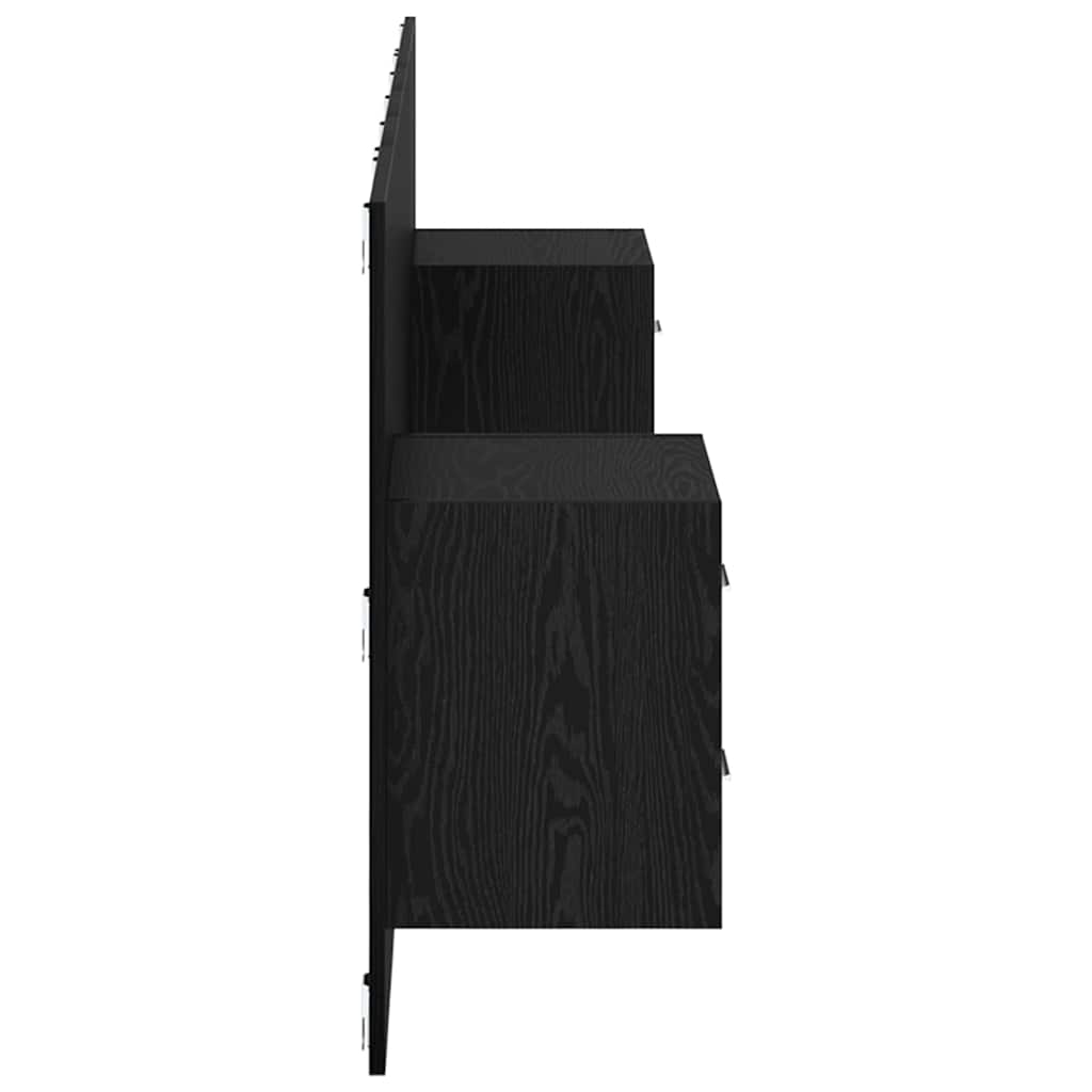 vidaXL Zagłówek z szafką 3 pcs Czarny Dąb Materiał drewnopochodny