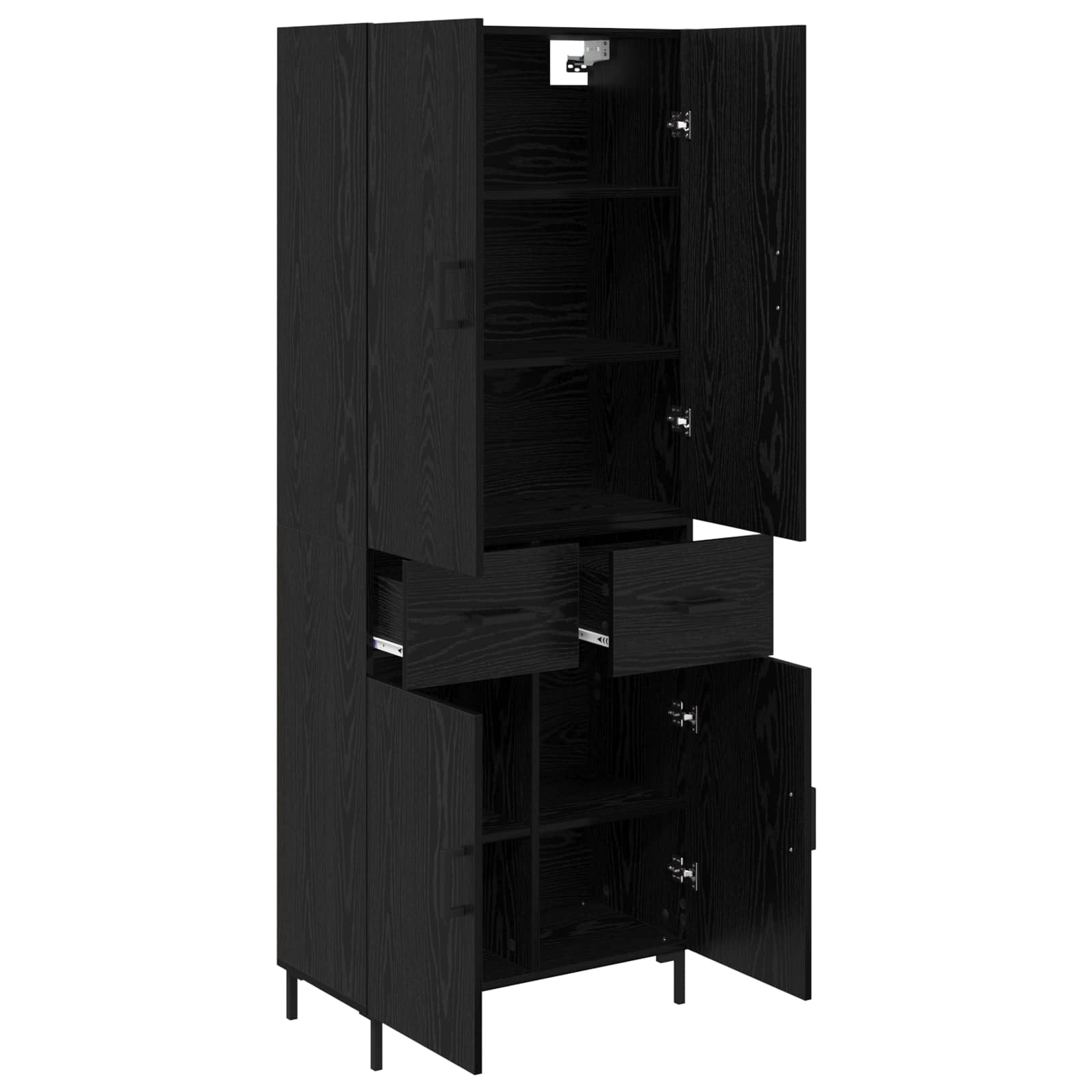 vidaXL Highboard Czarny Dąb 69,5 x 34 x 180 cm Materiał drewnopochodny