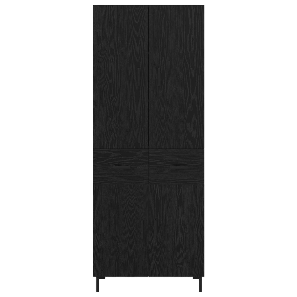 vidaXL Highboard Czarny Dąb 69,5 x 34 x 180 cm Materiał drewnopochodny
