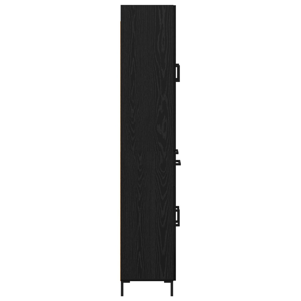 vidaXL Highboard Czarny Dąb 69,5 x 34 x 180 cm Materiał drewnopochodny