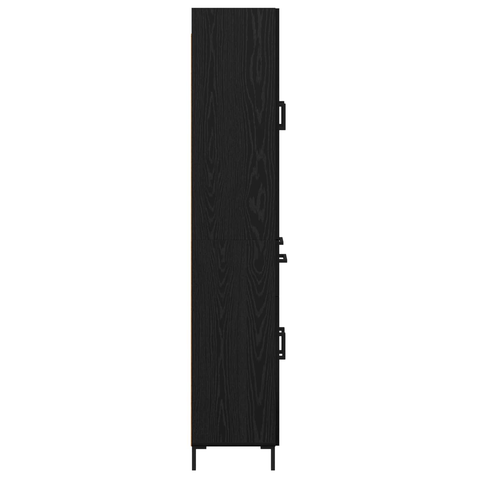 vidaXL Highboard Czarny Dąb 69,5 x 34 x 180 cm Materiał drewnopochodny