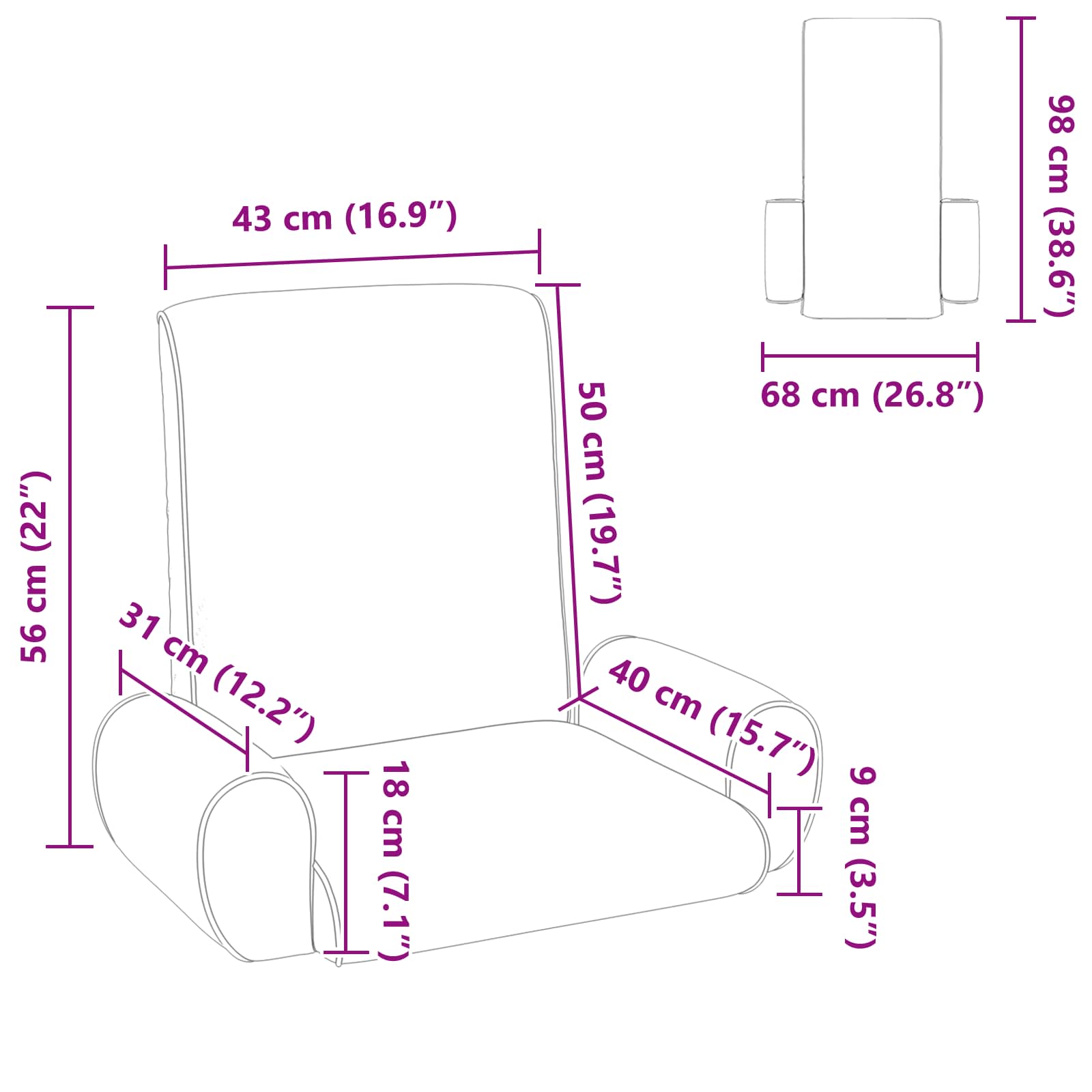 vidaXL Regulowany fotel na podłogę Czarny Strukturalny aksamit