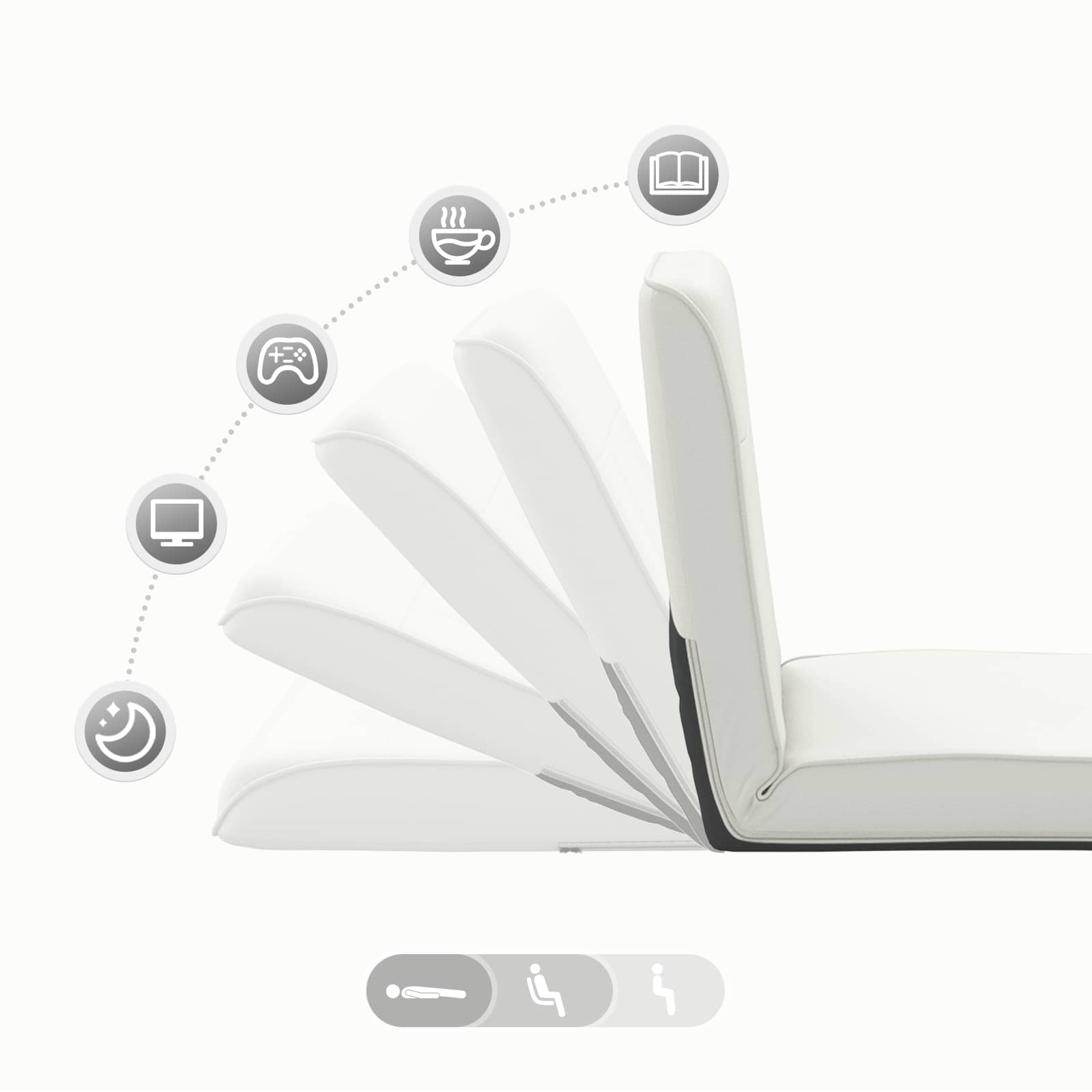 vidaXL Regulowany fotel na podłogę Biały Ekoskóra