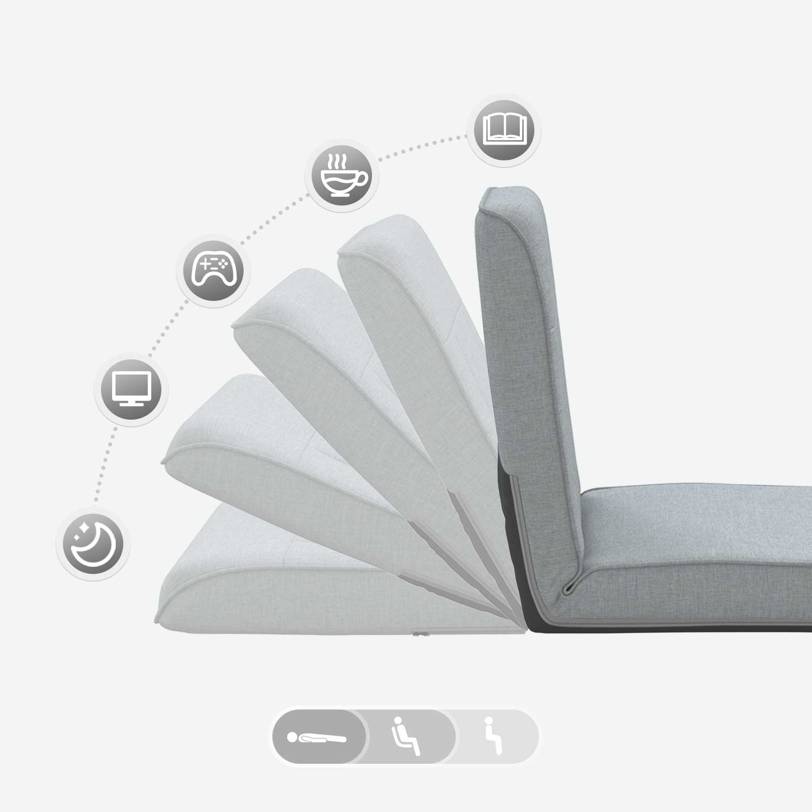 vidaXL Regulowany fotel na podłogę jasnoszary tkanina