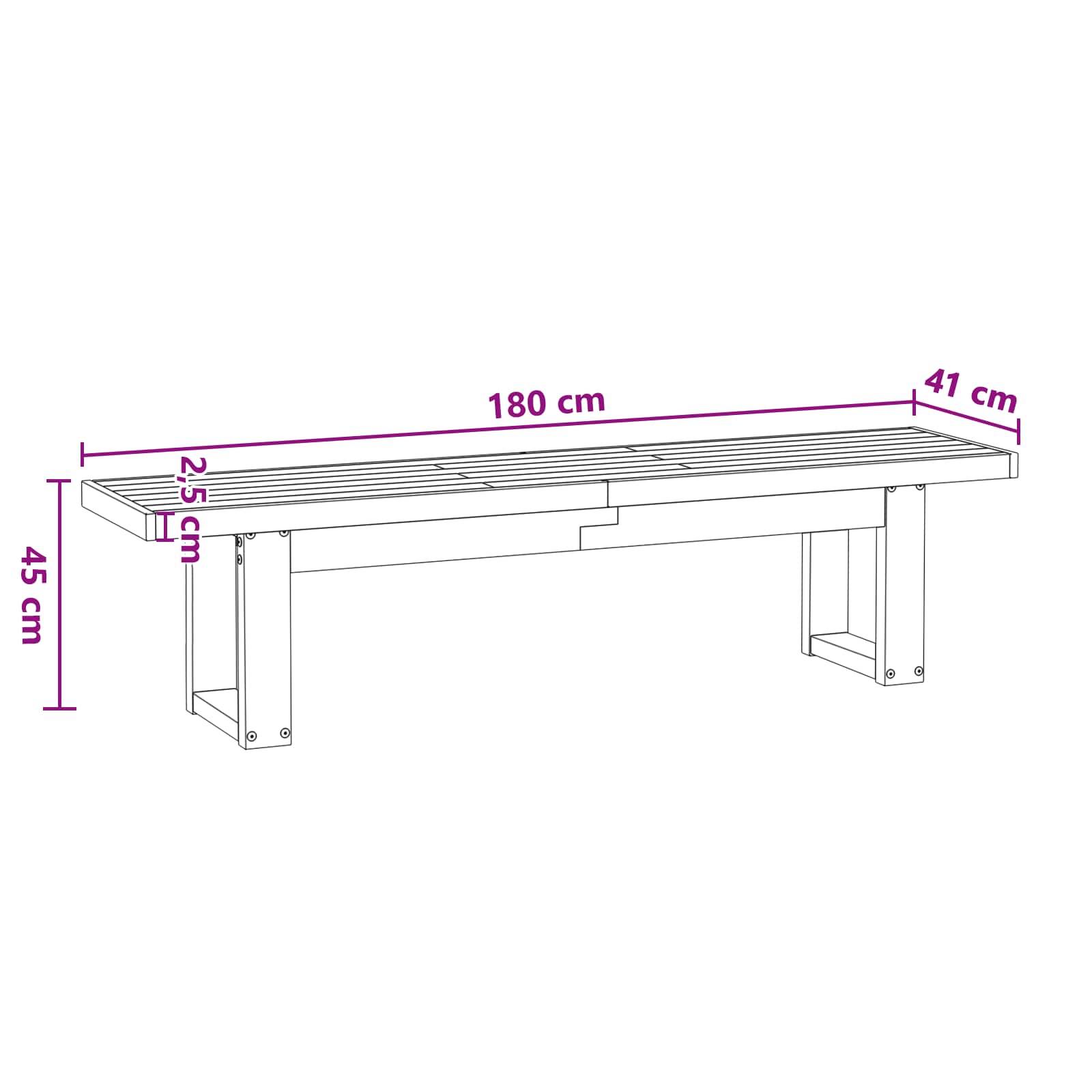 vidaXL Ławka jadalniana NOAIN 180 x 41 x 45 cm Lite drewno sosnowe