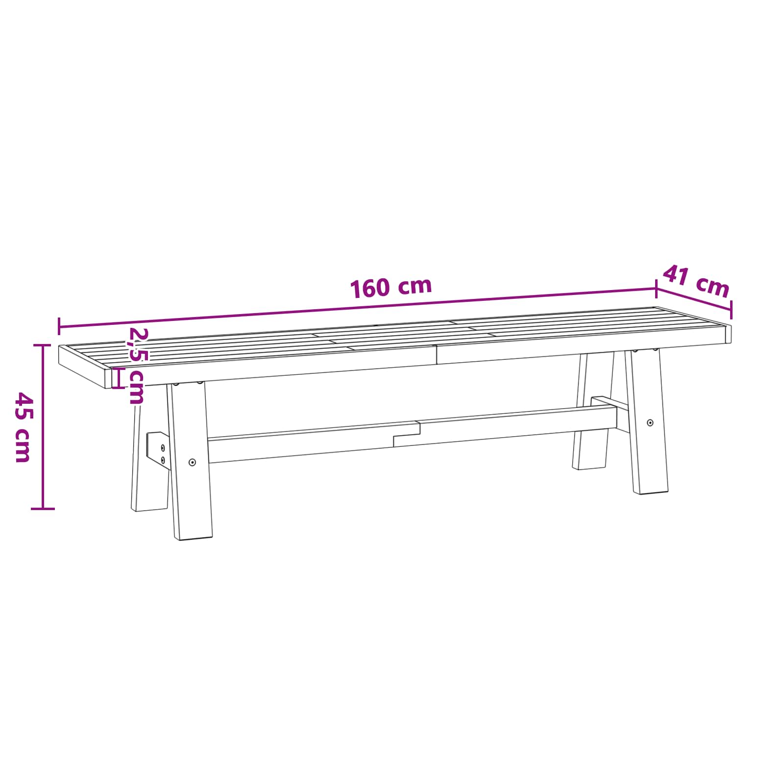 vidaXL Ławka jadalniana NOAIN 160 x 41 x 45 cm Lite drewno sosnowe