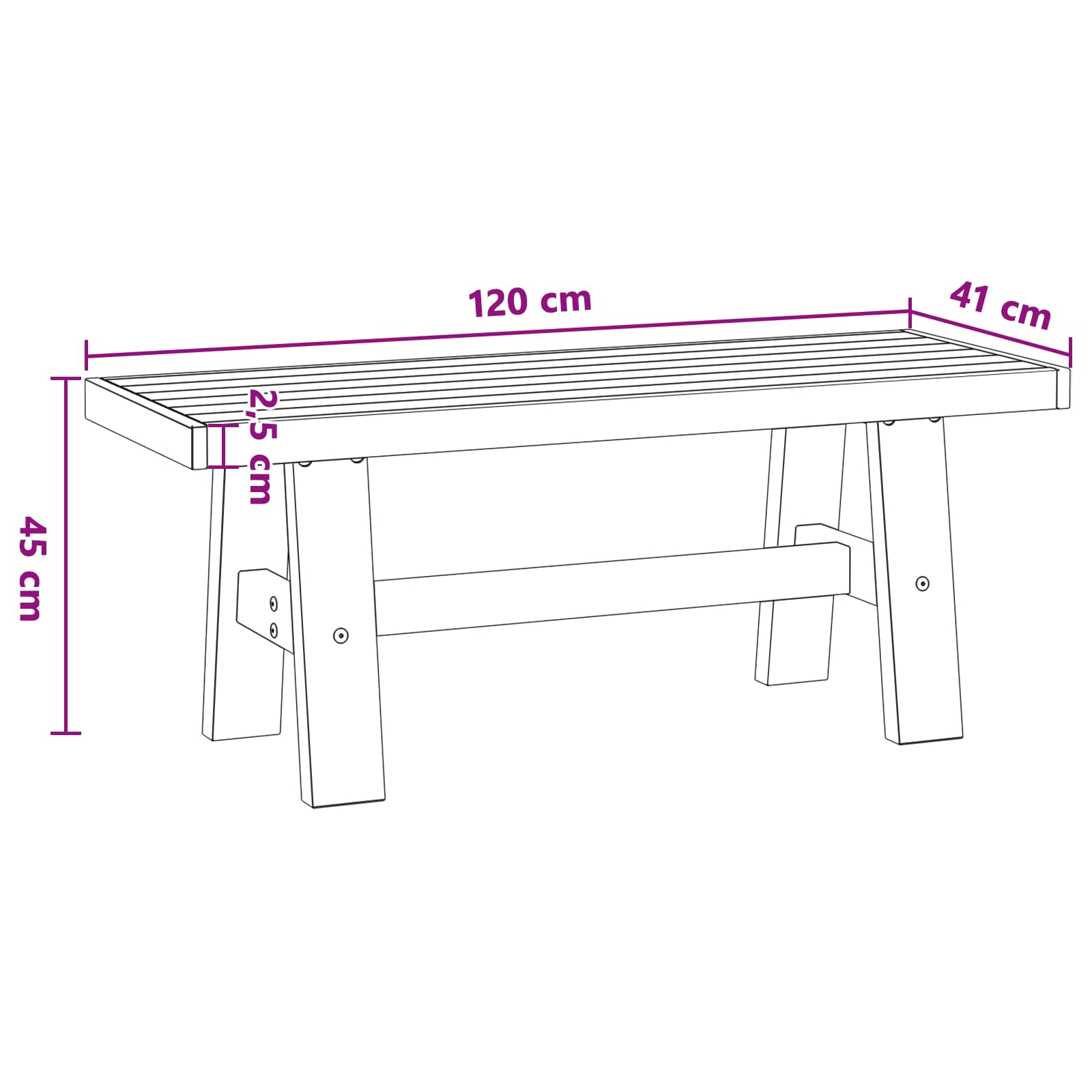 vidaXL Ławka jadalniana NOAIN 120 x 41 x 45 cm Lite drewno sosnowe