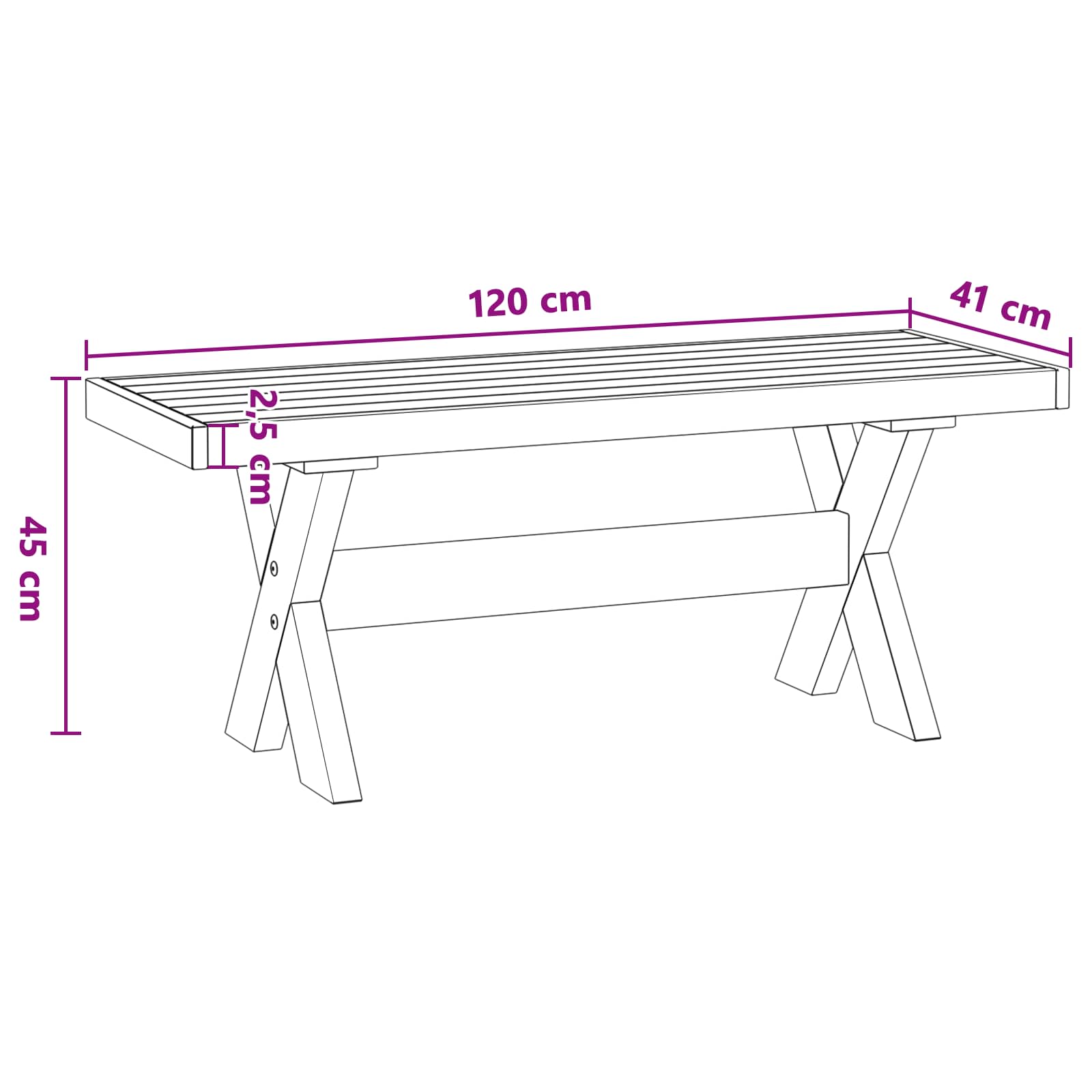 vidaXL Ławka jadalniana NOAIN 120 x 41 x 45 cm Lite drewno sosnowe