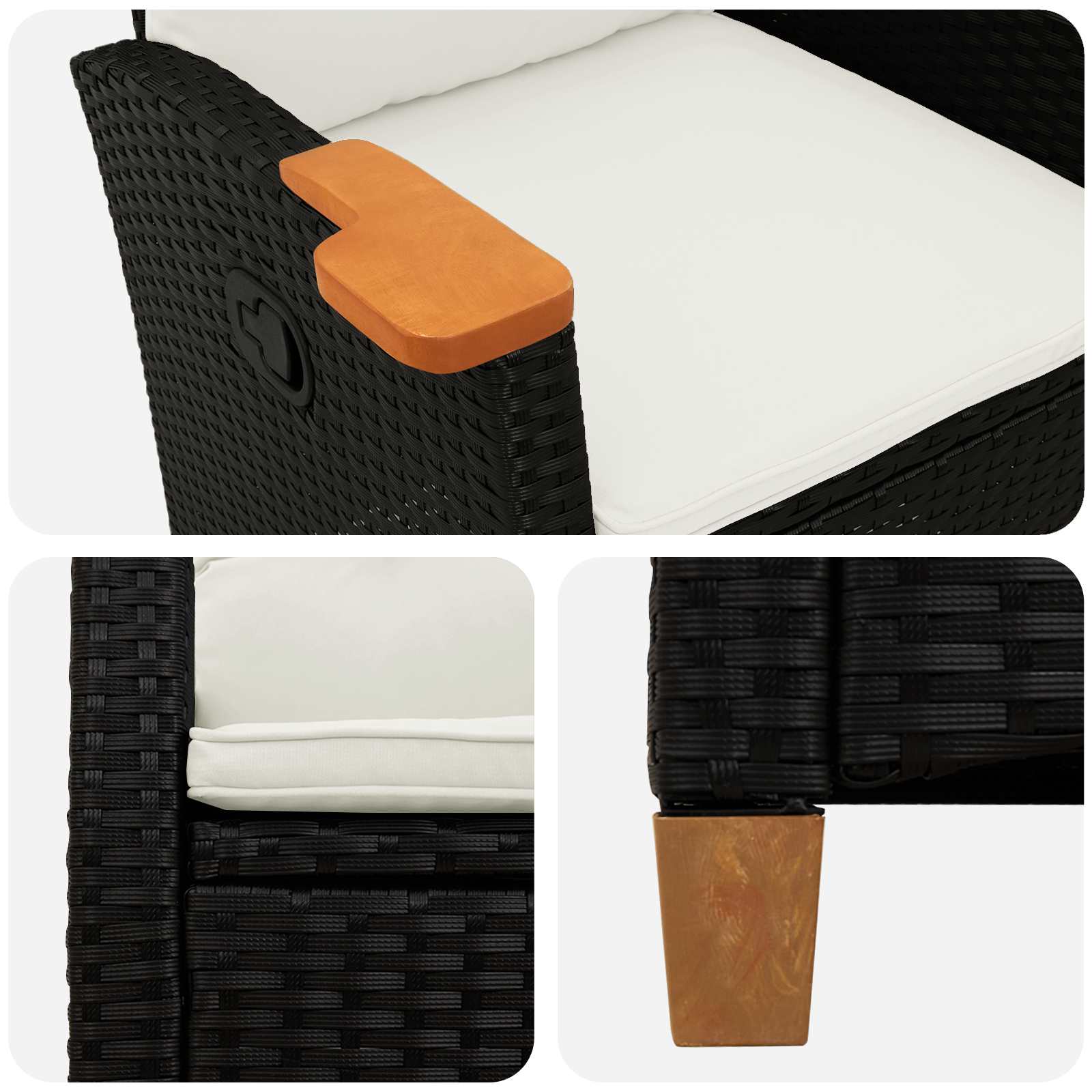vidaXL Fotel z regulowanym oparciem i tacą na napoje 62 x 64 x 112 cm