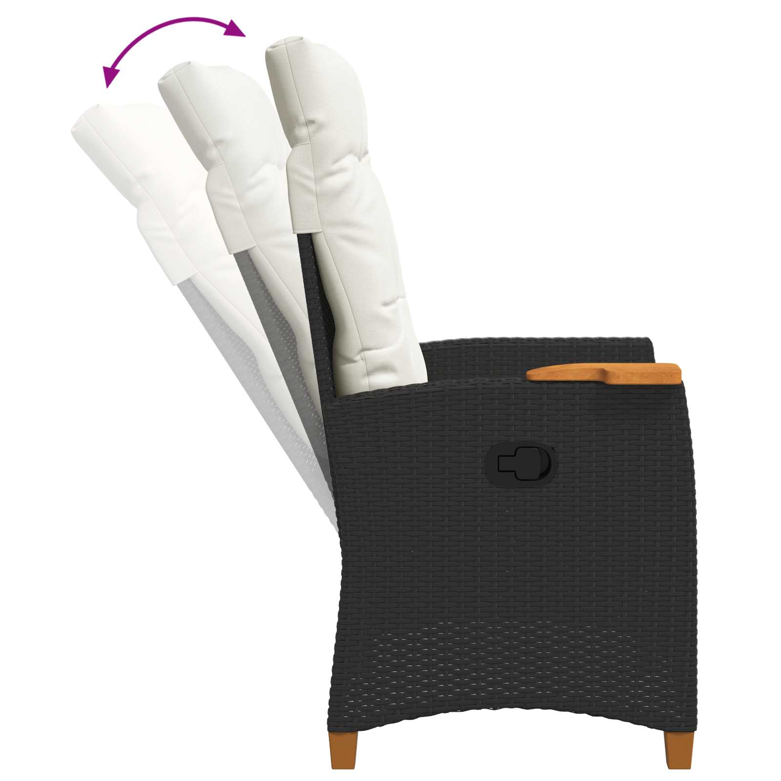 vidaXL Fotel z regulowanym oparciem i tacą na napoje 62 x 64 x 112 cm