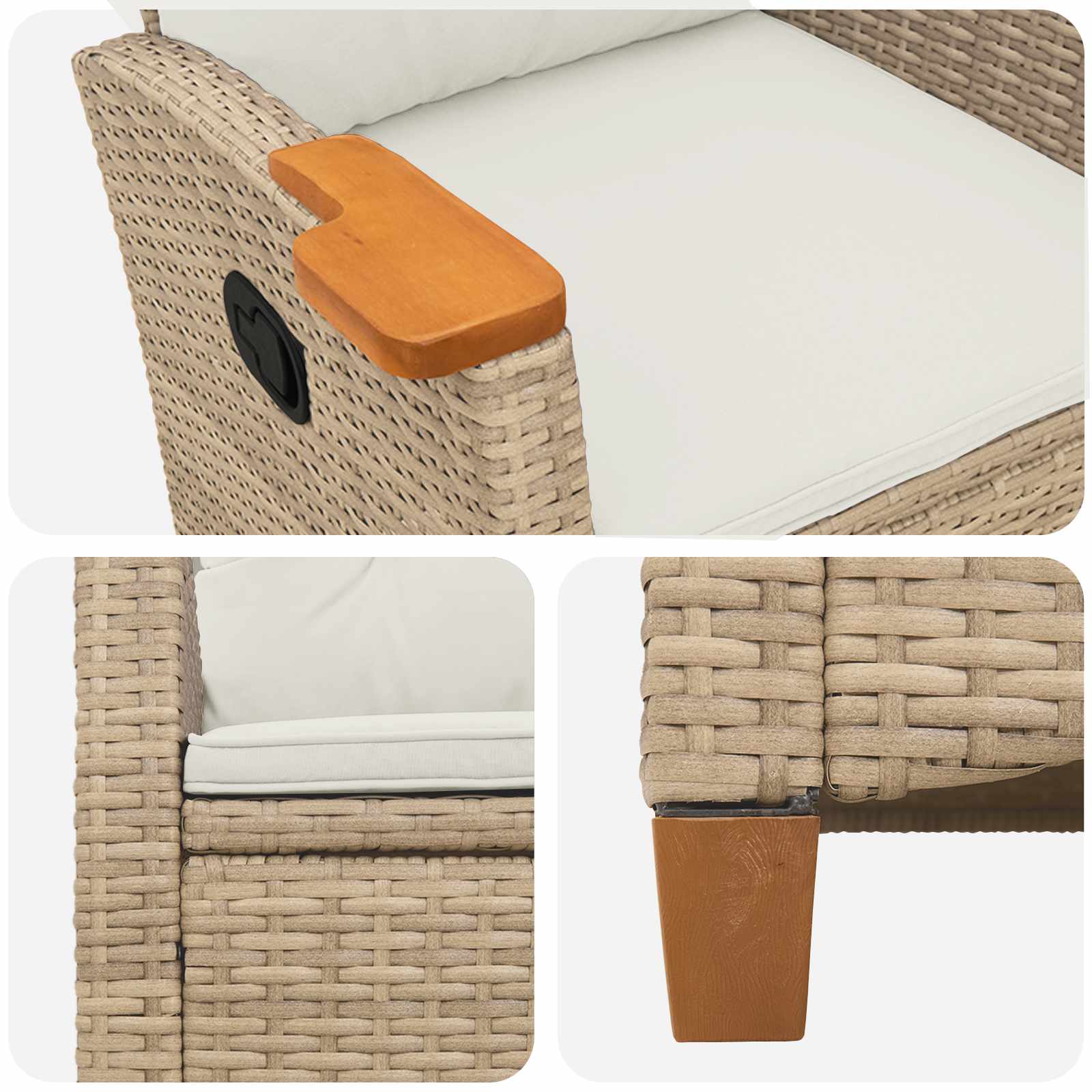 vidaXL Fotel z regulowanym oparciem i tacą na napoje 62 x 64 x 112 cm