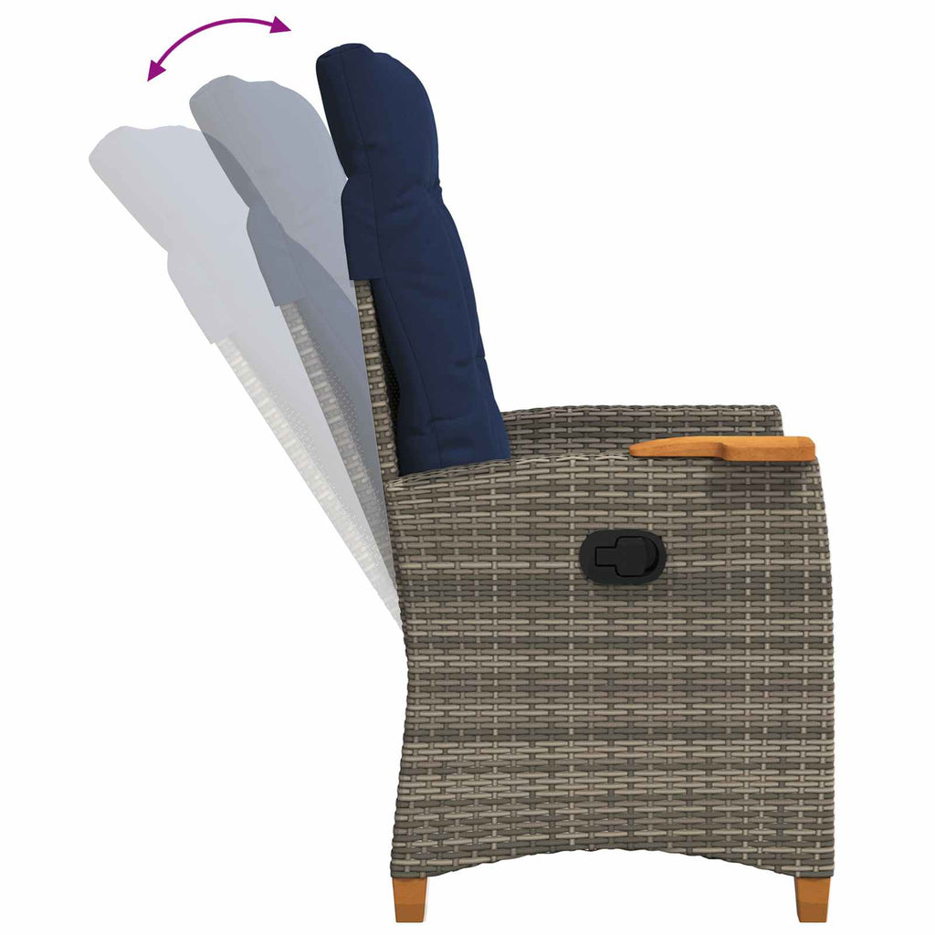 vidaXL Fotel z regulowanym oparciem i tacą na napoje 62 x 64 x 112 cm
