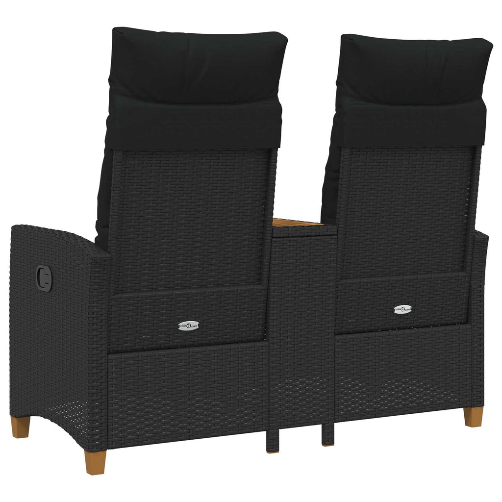 vidaXL Leżanka z stolikiem Czarny 126 x 65 x 112 cm polirattan