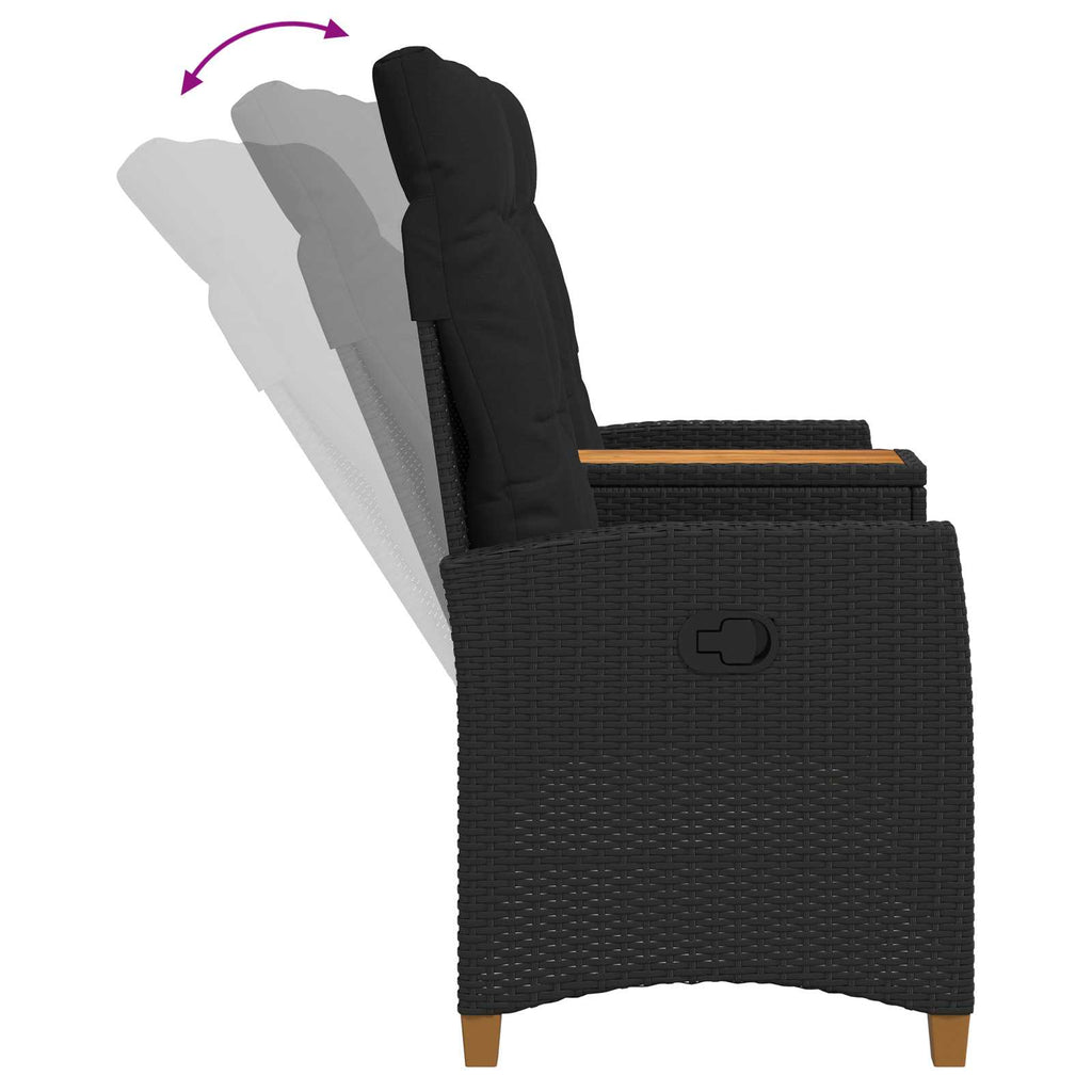 vidaXL Leżanka z stolikiem Czarny 126 x 65 x 112 cm polirattan