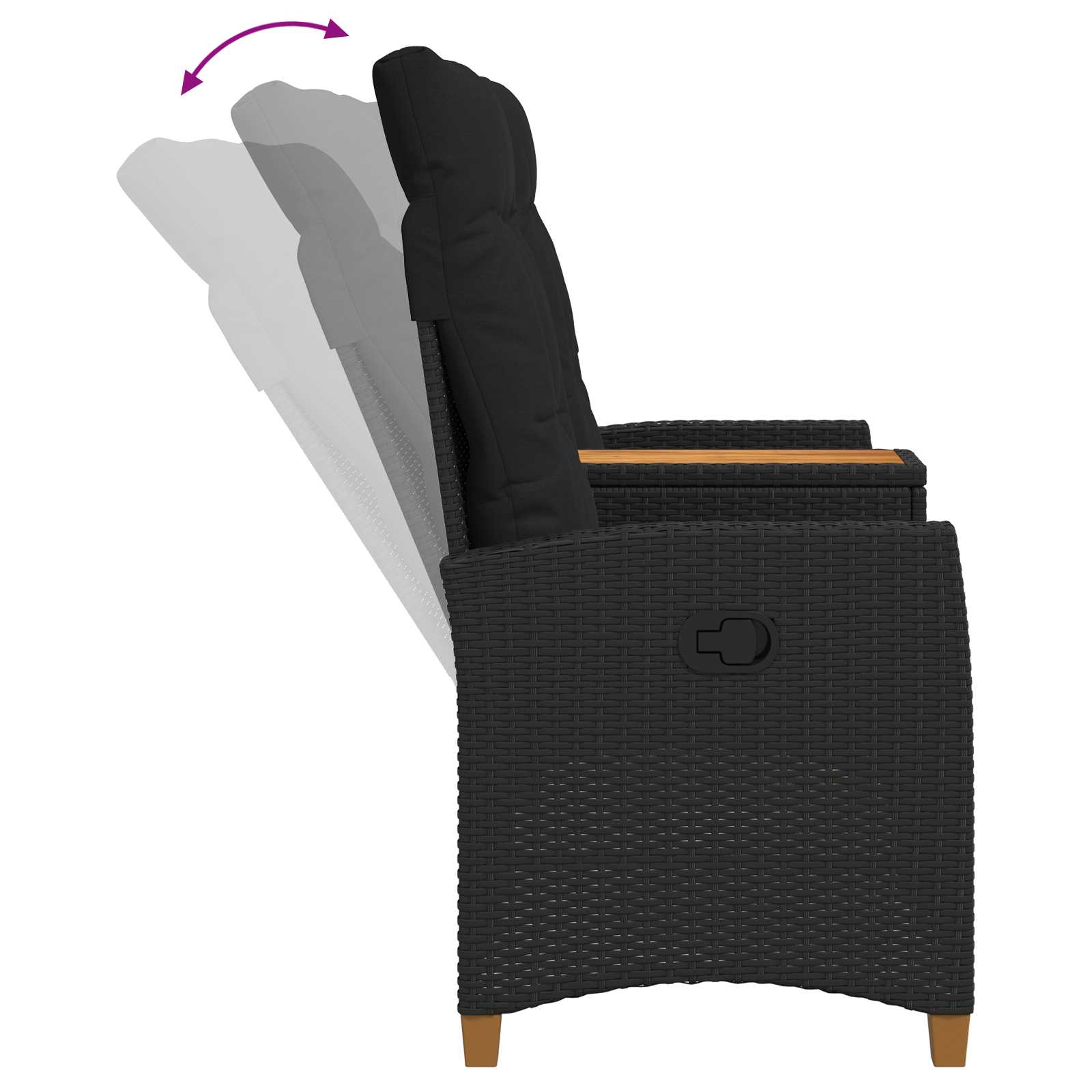 vidaXL Leżanka z stolikiem Czarny 126 x 65 x 112 cm polirattan