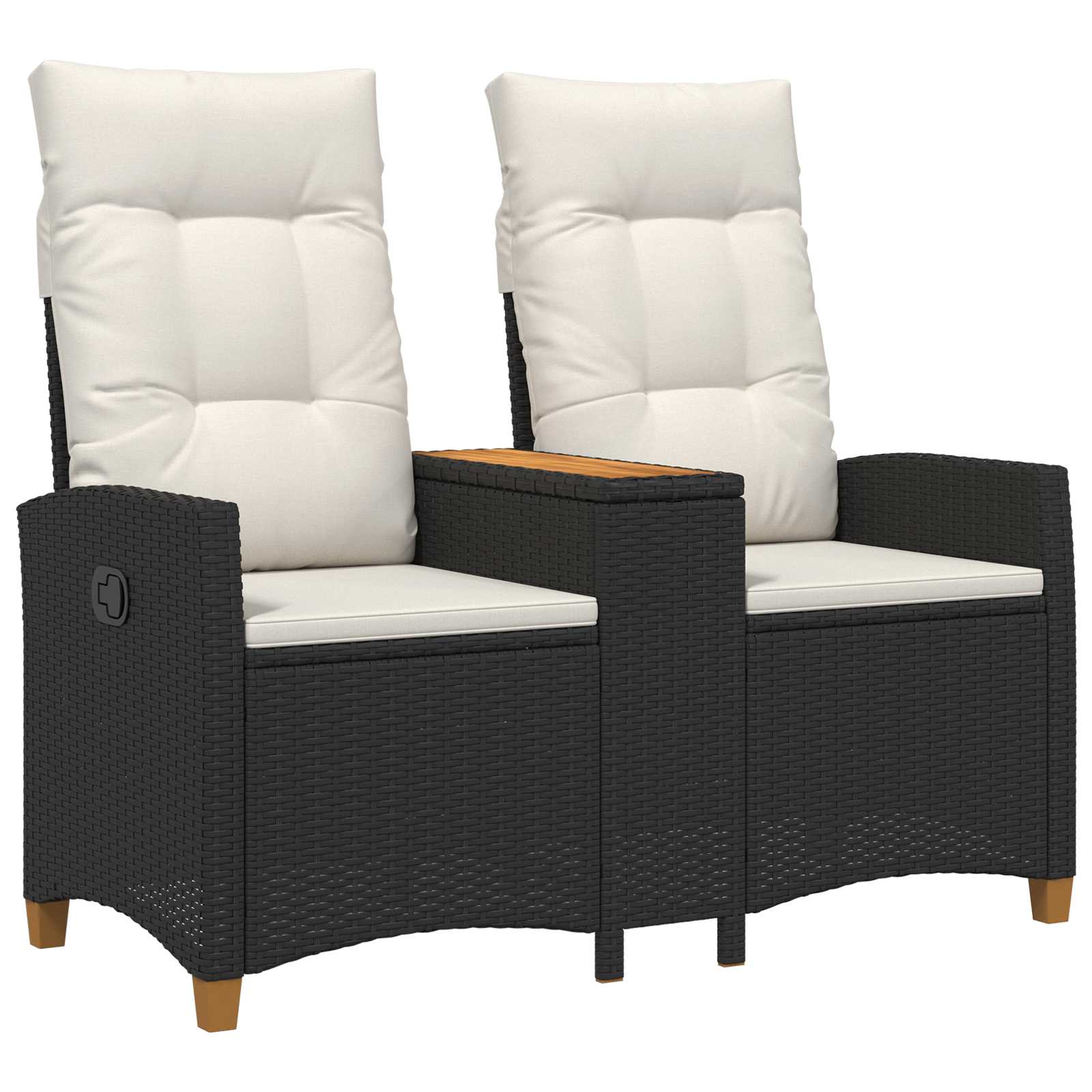 vidaXL Leżanka z stolikiem Czarny i kremowo-biały 126 x 65 x 112 cm