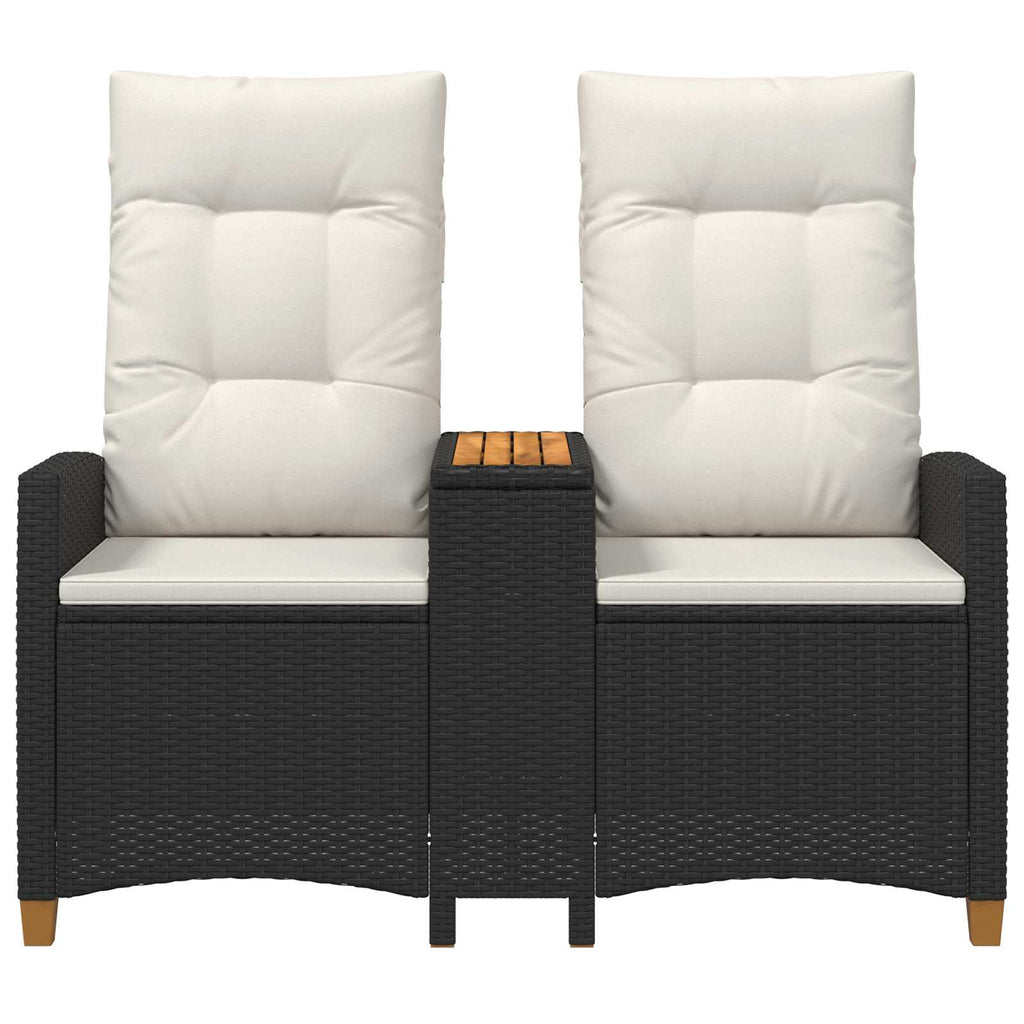 vidaXL Leżanka z stolikiem Czarny i kremowo-biały 126 x 65 x 112 cm