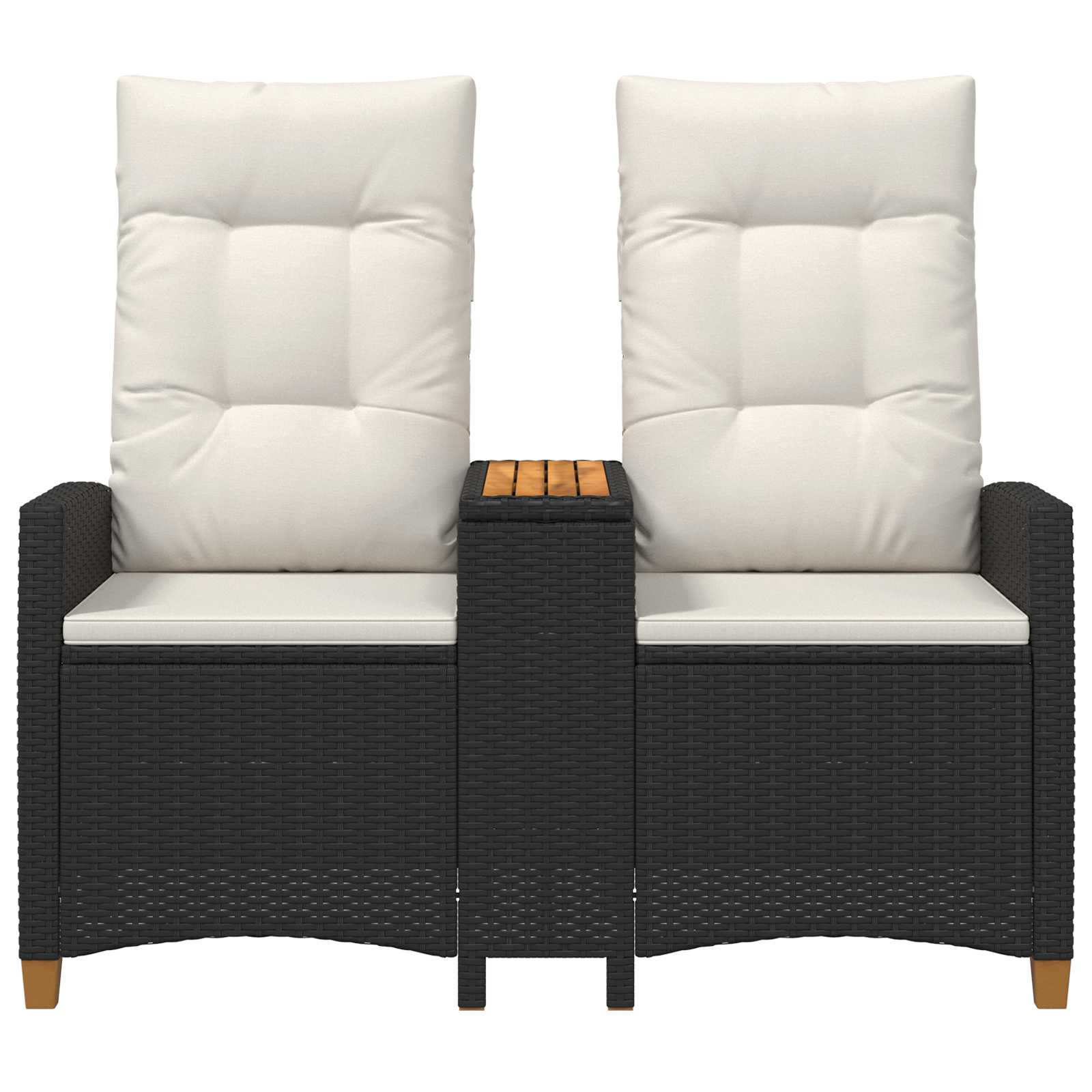vidaXL Leżanka z stolikiem Czarny i kremowo-biały 126 x 65 x 112 cm