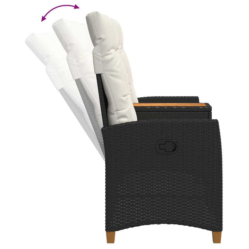 vidaXL Leżanka z stolikiem Czarny i kremowo-biały 126 x 65 x 112 cm
